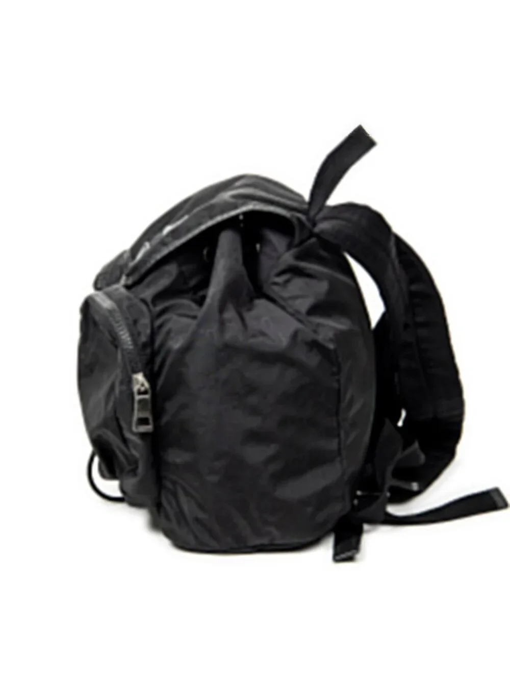 Gucci Drawstring Flap Backpack Black GG Nylon Canvas